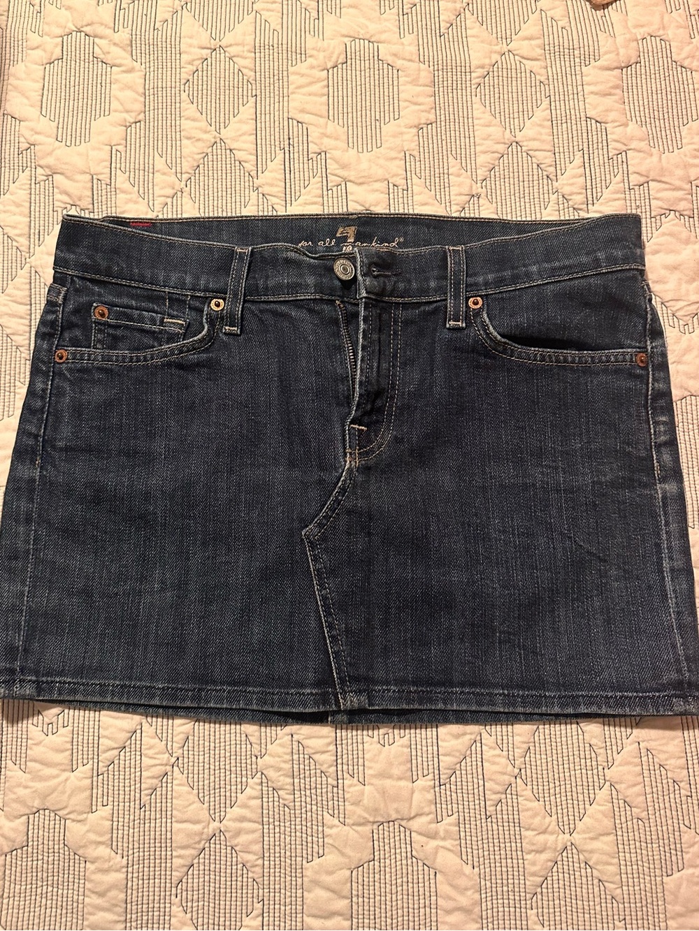7 For All Mankind Dark Blue Denim Mini Skirt
